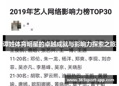 谭姓体育明星的卓越成就与影响力探索之旅